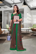 Green Georgette Professional Office Saree - FeministaGeorgette
