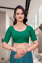 Blue Georgette Workplace Uniform Saree - FeministaGeorgette