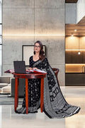Black Crepe Professional Teacher Saree - FeministaCrepe