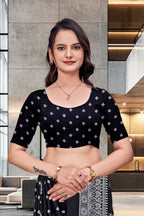Black Crepe Professional Teacher Saree - FeministaCrepe