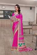 Pink Crepe Professional Teacher Saree - FeministaCrepe