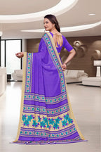 Purple Crepe Professional Office Saree - FeministaCrepe