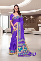 Purple Crepe Professional Office Saree - FeministaCrepe