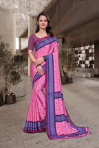Pink Crepe Workplace Uniform Saree - FeministaCrepe