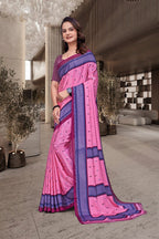Pink Crepe Workplace Uniform Saree - FeministaCrepe
