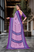 Purple Crepe Teacher Edition Uniform Saree - FeministaCrepe