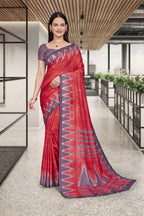 Red Cotton Silk Professional Saree for Educators - FeministaCotton Silk