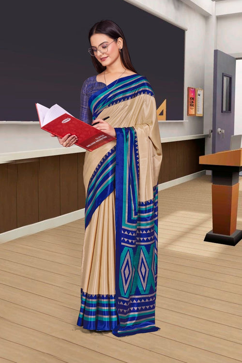 Blue Cotton Silk Corporate Professional Saree - FeministaCotton Silk