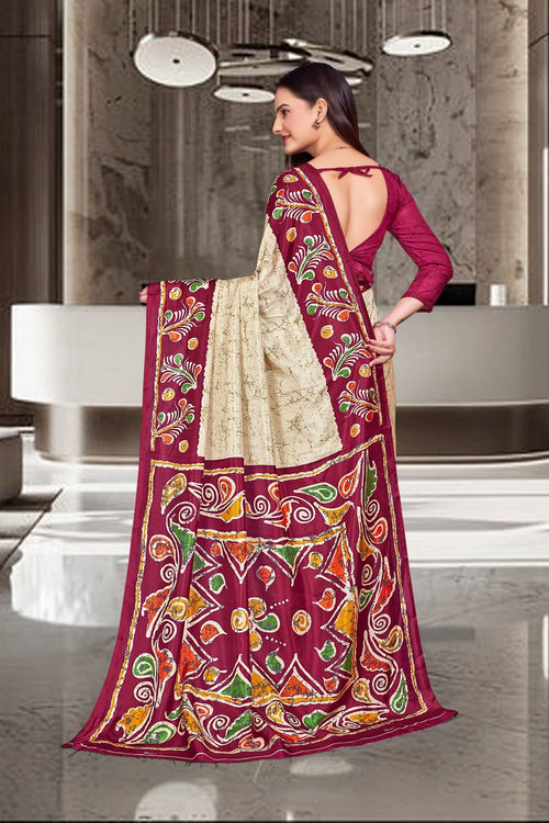 Beige Cotton Silk Professional Office Saree - FeministaCotton Silk