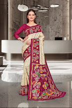 Beige Cotton Silk Professional Office Saree - FeministaCotton Silk