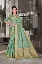 Green Cotton Silk Professional Office Saree - FeministaCotton Silk