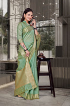 Green Cotton Silk Professional Office Saree - FeministaCotton Silk