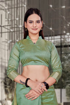 Green Cotton Silk Professional Office Saree - FeministaCotton Silk