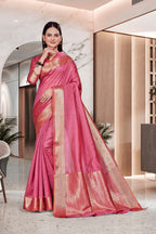 Pink Cotton Silk Office Professional Saree - FeministaCotton Silk
