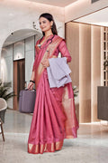 Pink Cotton Silk Office Professional Saree - FeministaCotton Silk