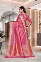 Pink Cotton Silk Office Professional Saree - FeministaCotton Silk