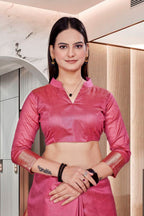 Pink Cotton Silk Office Professional Saree - FeministaCotton Silk