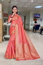 Red Cotton Silk Work Wear Uniform Saree - FeministaCotton Silk