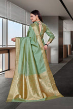 Green Cotton Silk Professional Office Saree - FeministaCotton Silk