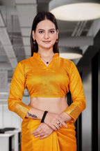Mustard Cotton Silk Professional Office Saree - FeministaCotton Silk