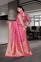 Pink Cotton Silk Workplace Uniform Saree - FeministaCotton Silk